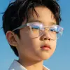 Gafas Redondas de Silicona Anti-Luz Azul Sin Graduación para Niños, Monturas Retro Protectoras para Gafas de Niños, Se Pueden Adaptar con Lentes Graduadas