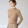 Suéter de punto de cachemir 100% puro, estilo nuevo, primera línea, listo para usar, cuello semi-alto, tejido sin costuras, versátil