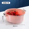 Cesta Drenante de Doble Capa Engrosada Nórdica Moderna Simple para Lavar Frutas Hogareña con Dos Asas Cromada Hermosa Cesta Drenante
