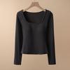 Camiseta Térmica Integrada 2025 para Outono e Inverno, Novo Estilo com Ombros Normais, Pode Ser Usada como Camada Base ou Peça Externa, Camisa Base de Manga Longa Slim Fit para Mulheres