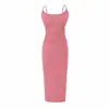 Vestido Maxi Ajustado Bodycon Sexy de Tirantes con Escote en U y Abertura, Conjunto de Dos Piezas con Cárdigan, Conjunto Puro Deseo para Mujer