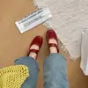 Zapatos Mary Jane de Punta Cuadrada Estilo Francés para Mujer 2026 Otoño Nuevos de Correa Única Suela Plana Cómodos Versátiles de Corte Bajo de Moda Zapatos Individuales