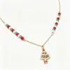 Collar de Cuentas Estilo Navidad Cascabeles Papá Noel Árbol de Navidad Reno Cadena para Clavícula Accesorios de Atmósfera Festiva para Mujeres