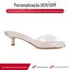 Sandálias e chinelos de cunha personalizados de qualidade europeia e americana OEM, chinelos de PVC transparentes com strass, fabricante OEM de sandálias da moda