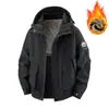 2025 Nuevo Modelo Transfronterizo Aliexpress Chaqueta Gruesa Forrada de Polar para Papá Abrigo de Algodón para Abuelo Chaqueta Casual con Capucha para Exteriores