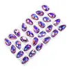 Wei Chen fondo plano forma de gota hebilla plana material de vidrio de cristal DIY cosido a mano taladro ropa zapatos cosido taladro doble agujero