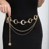 Cadena de Cintura Elegante de Metal con Girasol para Mujer de Comercio Exterior, Accesorio de Cintura Ajustable para Vestido, Cinturón de Cadena Multicapa de Gama Alta