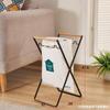 Gran Portarresiduos de Hierro Forjado con Poste de Madera, Colgador de Gancho para Bolsas de Basura de Baño, Portarresiduos Plegable para Cocina del Hogar