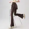 Calça Flare Fitness Feminina, Cintura Alta, Levanta Bumbum, Emagrecedora, Falsa Peça Dupla, Calça de Yoga, Adequada para Corrida ao Ar Livre e Esportes, Legging de Verão
