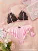 Comércio Exterior Transfronteiriço Lingerie Sexy Tamanho Grande Europeu e Americano Sexy Três Peças Renda Franzida Conjunto Dropshipping Fonte 1232