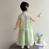 Nuevo Conjunto de Verano Floral Estilo Chino para Niñas 2026 Nuevo Modelo Niña Pequeña Estilo Chino Hanfu Ropa de Verano Conjunto de Dos Piezas