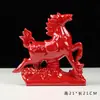 Adornos de Caballo Rojo de Cerámica Par de Reclutamiento Mascota Beicai Inauguración Casa Nueva Sala de Estar Oficina Hogar Adornos