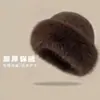 Sombrero mongol de otoño e invierno, sombrero de pescador cálido para mujer, popular en línea, engrosado para protección contra el frío, protección para las orejas, sombrero de felpa casual y versátil para ciclismo