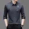 2025 Nueva Camisa de Manga Larga con Cuello para Hombre Estilo Británico de Negocios Moda Holgada Talla Grande Camisa Tops para Hombre