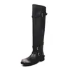 Hebilla de cinturón de moda estilo británico de 4 cm, botas de caballero, nuevo modelo otoño e invierno 2026, punta redonda, tacón grueso, botas altas de caña larga, botas de motociclista
