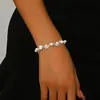 Pulsera Exquisita de Perlas y Pedrería Super Brillante, de Gama Alta, Lujo Ligero y Estilo Fresco para Tu Novia