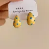 Pendientes de Medio Aro con Gotas de Aceite de Puntos de Ola Amarillo Leche, Pendientes de Alto Nivel con Temperamento, Pendientes Frescos de Primavera y Verano, Novedad para Mujer 2025