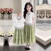 Moda de Verano 2026 POLO de Manga Corta Estilo Coreano Casual Chic Falda Dulce con Lazo Conjunto Fresco de Dos Piezas