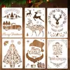 Plantillas Europeas y Americanas de Navidad Huecas para Pintar Celebración de Año Nuevo Patrón DIY Pintado a Mano Plantilla para Calcar Graffiti Frotado