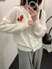 Fique Rico Instantaneamente Gola Redonda Cardigã de Tricô Vermelho de Ano Novo Suéter Novo Estilo Primavera 2026 Top Macio de Manga Longa