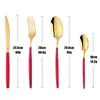 Venta al por mayor del fabricante Cubiertos Occidentales de Acero Inoxidable Cuchillo para Bistec, Tenedor, Cuchara, Cucharilla de Té, Mango con Spray Chapado en Titanio Juego de Cubiertos de Cuatro Piezas para Regalo