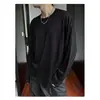 2025 Principios de Otoño Camiseta Casual de Color Puro Delgada Estilo Perezoso Holgado Top Pulóver de Cuello Redondo de Manga Larga Moderno para Hombres y Mujeres