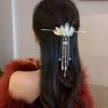 Grampo de Cabelo Vintage com Borla de Pérola para Mulheres, Novo Design de Nicho, Novo Grampo de Cabelo Estilo Chinês para a Parte de Trás da Cabeça, Grampo de Cabelo de Alta Qualidade para Penteados Presos