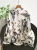 Camisa de Lino con Estampado Floral Digital, Manga Larga, Cuello Camisero, Estilo Nuevo Primavera-Verano, Holgada y Versátil, Venta al por Mayor