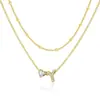 Amazon Diseño de Nicho Sentido Acero Inoxidable 26 Letras Incrustaciones de Diamante Amor Collar en Capas Letra Inicial Cadena Doble Clavícula