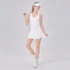 Nova Saia de Tênis Sem Mangas Respirável com Sensação de Pele Nu High-Quality Saia de Golfe Tênis Esportiva Cintada Vestido Antiderrapante