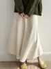 Falda midi de punto minimalista estilo coreano para mujer, de invierno, de cintura alta, adelgazante, holgada, suave y fluida, de línea A