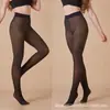 Leggings quentes, grossos, forrados de fleece, transparentes, reveladores da pele, plus size, de qualidade premium, verdadeiramente reveladores da pele, transfronteiriços, meias extra-longas