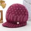 Chapéu de Outono e Inverno para Mulheres de Meia-idade e Idosas Chapéu de Tricô para Avó Senhora Idosa Proteção contra Frio Aquecimento Veludo Adicionado Espesso Chapéu de Lã para Mãe