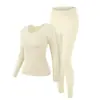 Capa base de belleza ultrafina Ropa interior térmica para mujer Ropa de otoño Conjunto de pantalones de otoño Capa base invisible sin costuras que genera calor Invierno