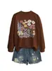 Amazon eBay sitio independiente moda casual elegante mujer rojo, amarillo, blanco, morado floral otoño e invierno sudadera