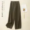 Foto Real de Pantalones Casuales de Algodón y Lino de Pierna Ancha Acampanados Nuevos para Mujer, Colección Primavera/Verano 2026 en Stock, Pantalones Casuales Versátiles de Alta Gama de Algodón y Lino para Mujer
