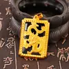 Colgante Estilo Antiguo Imitación Oro 24K con Diseño de Dragón, Joyería para Hombre Imitación Jade, Moderno Accesorio Colgante de Oro de Arena Vietnamita Imitación Ágata