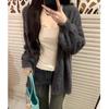 Estilo Preguiçoso Moda Casaco de Pele de Vison Imitação Outono e Inverno Novo Cardigã Tricotado de Manga Comprida Solto Top Versátil Roupa Exterior Feminina