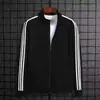 Chaqueta de tres rayas para hombre, chaqueta deportiva tipo béisbol de corte holgado para primavera y otoño, chaqueta casual con cuello mao, abrigo de otoño para hombre