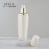 Botella Acrílica Blanca Perla con Tapa Redonda y Superficie de Diamante, Botella de Esencia de Emulsión de Agua, Botella de Crema para Ojos, Material de Empaque para Set de Botellas de Cosméticos