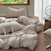 Conjunto de cuatro piezas de algodón tejido floral fresco y delicado, suave y acogedor para dormir sin nada, funda de edredón, sábana, juego de ropa de cama de tres piezas para dormitorio de estudiante