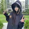 Sudadera con capucha bordada con letras retro de la calle americana para hombre, otoño e invierno, marca china de moda, tacto de alta gama, chaqueta holgada para pareja