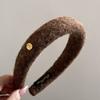 Faixa de Cabeça de Lã Oval com Fivela Dourada Topo Craniano Alto Feminina Outono e Inverno Novo Versátil para Fora de Casa Faixa de Lã Acessórios de Cabelo Carimbo de Cabelo Diário