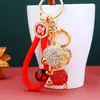 Chaveiro de ovelhinha atraente para dinheiro, abraçando joias, para carros de mulheres, charm de bolsa da tendência nacional chinesa, chaveiro de metal, presente criativo atacado
