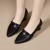 Zapatos populares de tacón grueso para mujer, nuevos zapatos de suela blanda otoño 2026, zapatos de cuero para mujer que no cansan los pies, zapatos tipo mom de caña baja