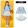 Disfraces de porrista para niños, playeras tipo polo azules, faldas de tutú, ropa de baile, atuendos para ceremonia de inauguración, vestimenta para el día del deporte en la escuela primaria