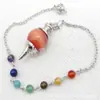 Joyería transfronteriza gema natural Cristal péndulo espiritual en forma de giroscopio cuentas de 18 mm 7 colores piedra energética colgante de péndulo