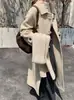 Abrigo de Lana de Doble Cara Otoño 2025 Otoño e Invierno Cuello de Muñeca Engrosado Nuevo Botón de Cuerno Estilo Coreano Abrigo de Lana Estilo Casual