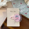Nuevo aro para el pelo de encaje coreano con bordado de dibujos animados para niños, cuerda para coleta de amor dulce cereza, alta elasticidad, cuerda para la cabeza linda para mujer