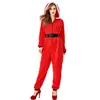 Pijama Enterizo de Papá Noel para Mujer con Capucha de Felpa Conjunto Navideño Disfraz de Cosplay para Fiesta Festiva